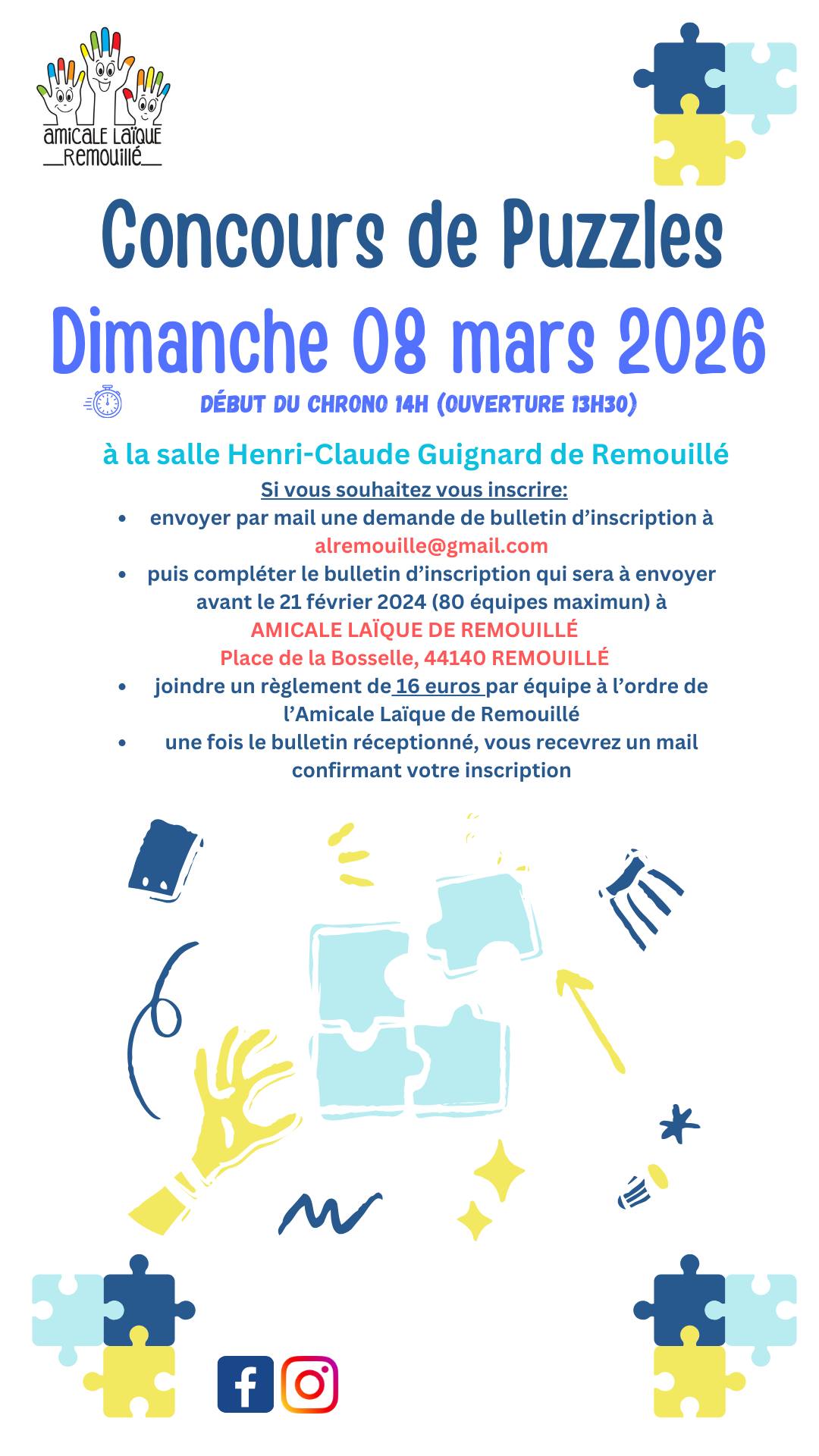 Concours de puzzle - Amicale Laïque - Dimanche 8 mars