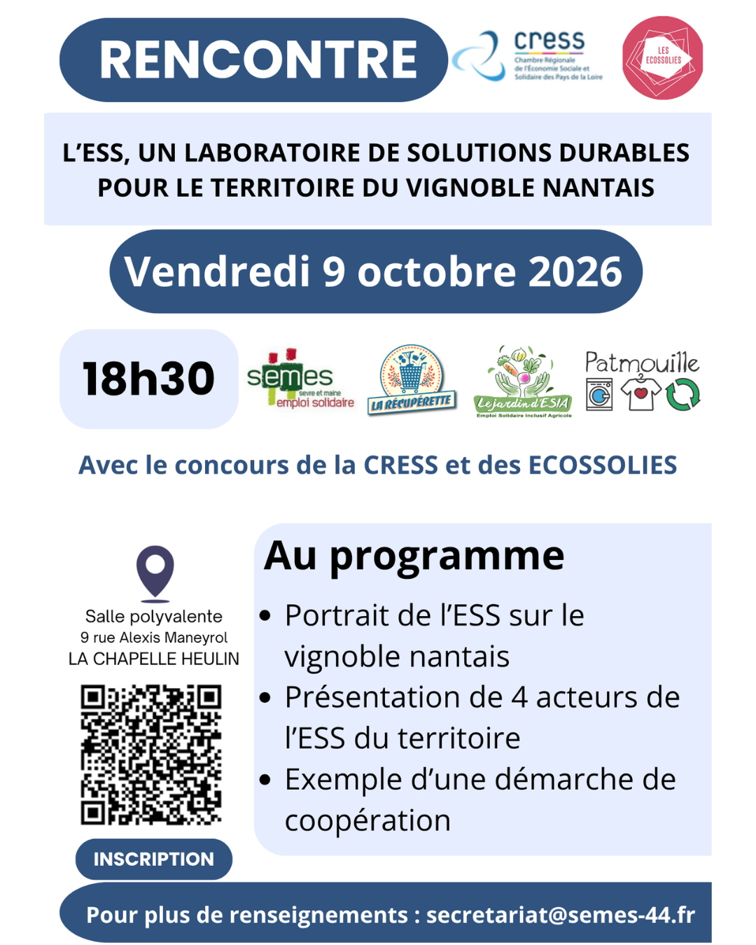 Rencontre - L'ESS, un laboratoire de solutions durables pour les territoires du vignoble nantais